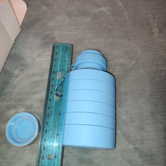NEW Teal Blue Foldable Water Bottle Sport Silicone Portable Extensible Hiking - Picture 9 of 12